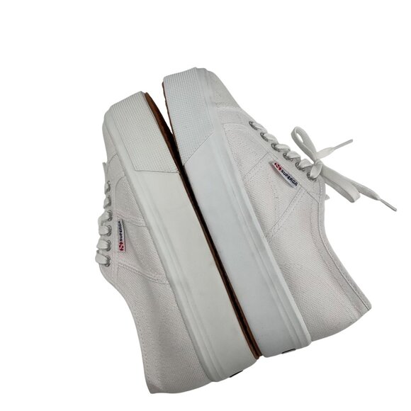 Superga White Linea Up And Down Platform Sneakers US W 10.5 M 9 canvas Classic - Picture 10 of 16